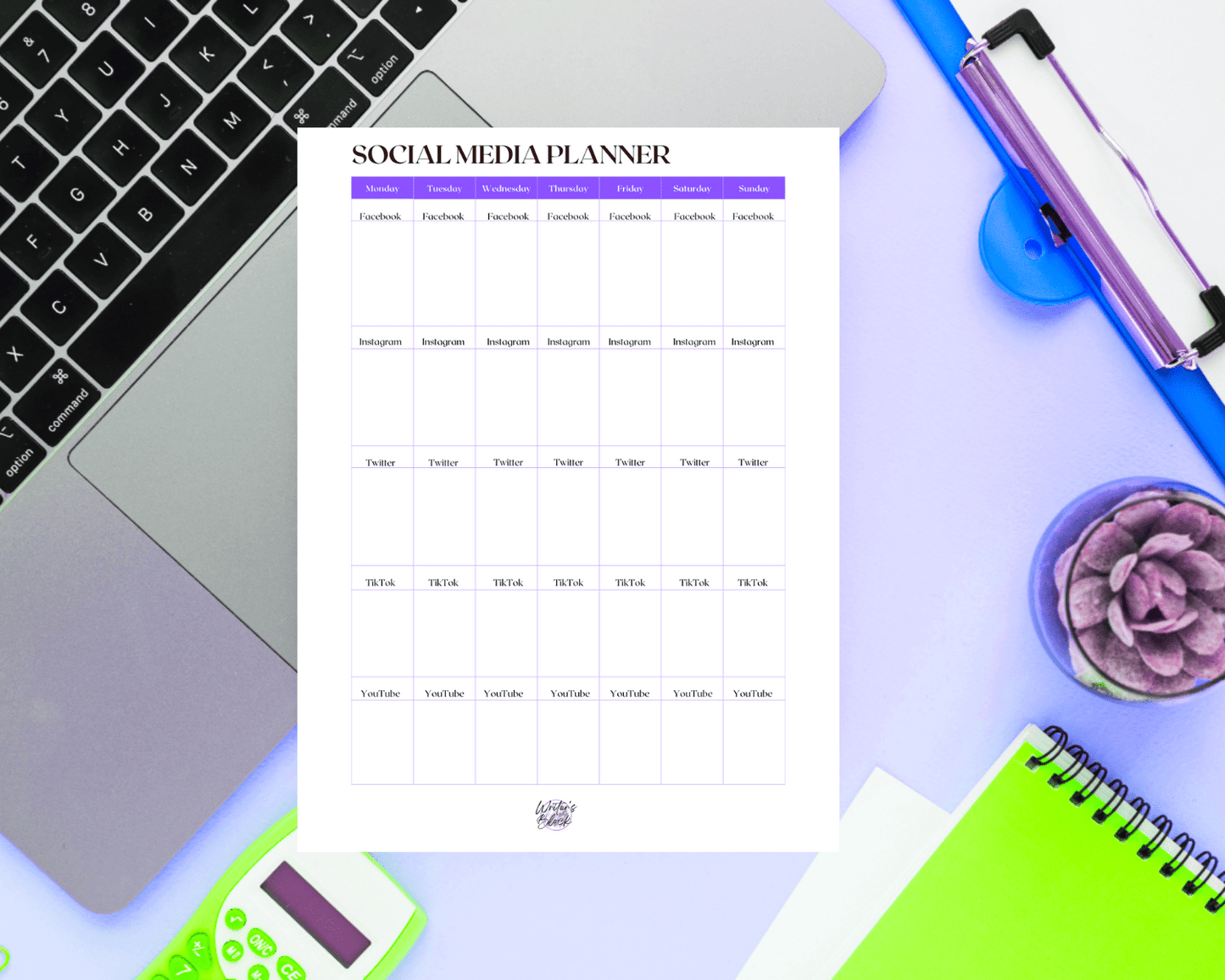 Social Media Planner - Writer's Block Box